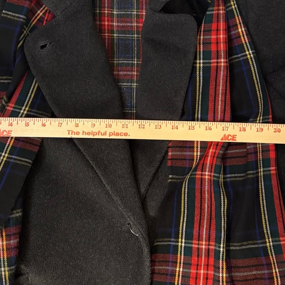 VTG Women's 12/14 Black Charcoal Union Made In USA Thick 100% Wool Long Trench - Picture 14 of 16